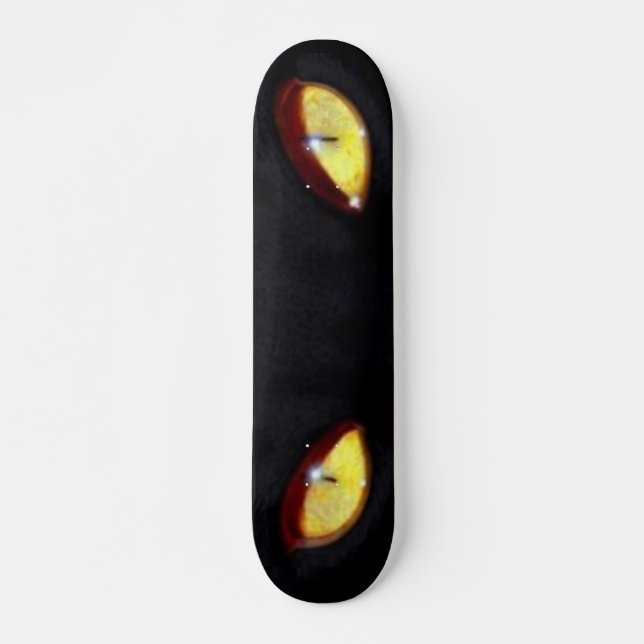 Black Cat Yellow Eyes Skateboard (Front)