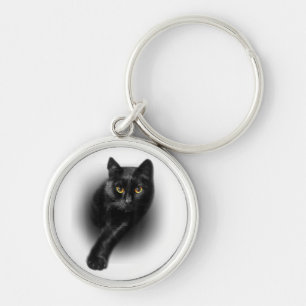 Black Cat Yellow Eyes T-Shirt Cats Tee Key Ring