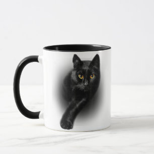 Black Cat Yellow Eyes T-Shirt Cats Tee Mug