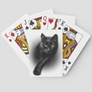 Black Cat Yellow Eyes T-Shirt Cats Tee Playing Cards