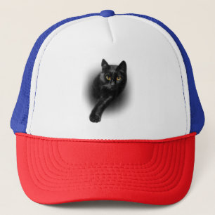 Black Cat Yellow Eyes T-Shirt Cats Tee Trucker Hat