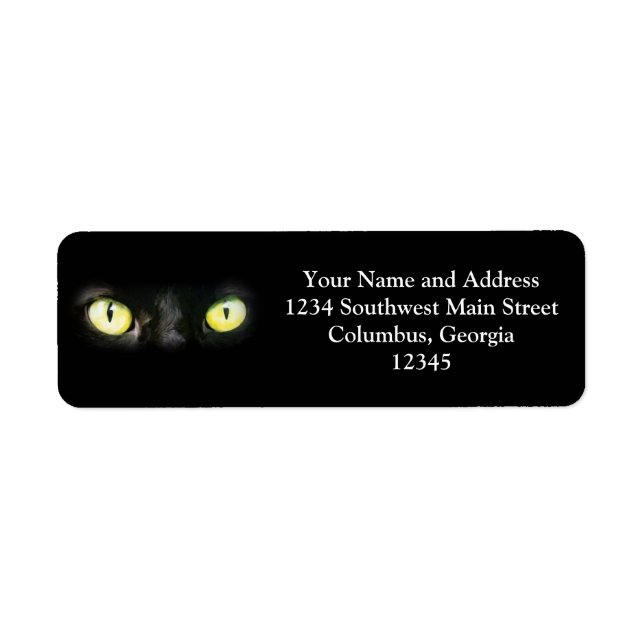 Black Cat, Yellow Green Eyes, Sleek and Spooky (Front)