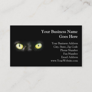 Black Cat, Yellow Green Eyes, Sleek and Spooky Business Card