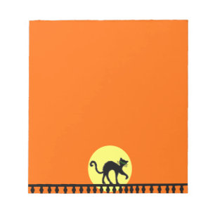 Black Cat Yellow Moon Fence Notepad