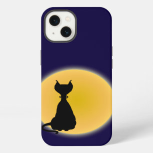 Black Cat & Yellow Moon Halloween Art iPhone 13 Case