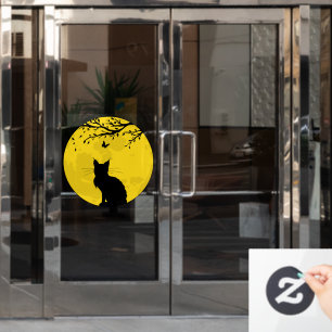Black Cat Yellow Moon Window Cling