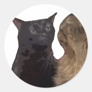 Black Cat Zoning Out Classic Round Sticker