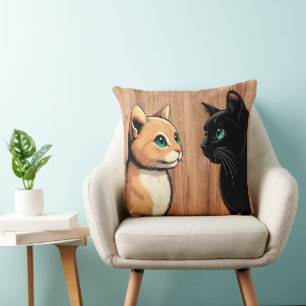 Black Cat Zoning Out - Funny Kitten Meme Cushion