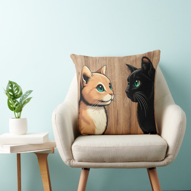 Black Cat Zoning Out - Funny Kitten Meme Cushion (Chair)