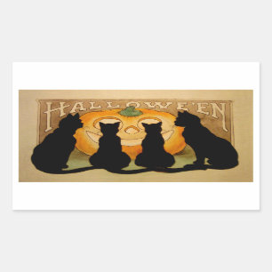 Black Cats and a Jack O'Lantern Rectangular Sticker