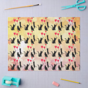 Black Cats And Balloons Tissue Paper