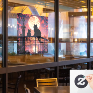 Black Cats and Full Moon Window Cling