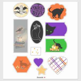 Black Cats and Halloween Designs Vinyl Stickers