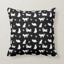 Black Cats and Paw Prints White