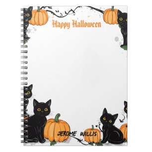 Black cats and Pumpkin Happy Halloween Notebook