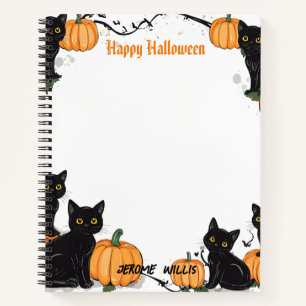Black cats and Pumpkin Happy Halloween Notebook