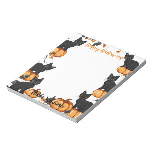 Black cats and Pumpkin Happy Halloween Notepad