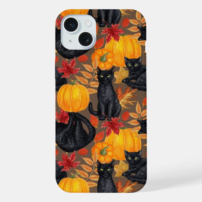 Black cats and pumpkins 2 iPhone case (Back)