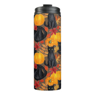 Black cats and pumpkins 2 thermal tumbler