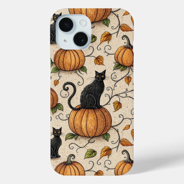 Black Cats and Pumpkins Halloween Pattern Case-Mate iPhone Case (Back)