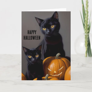 Black Cats and Pumpkins Holiday Card
