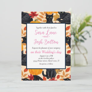 Black cats and pumpkins  invitation