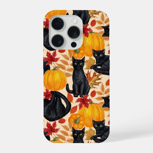 Black cats and pumpkins  iPhone case (Back)