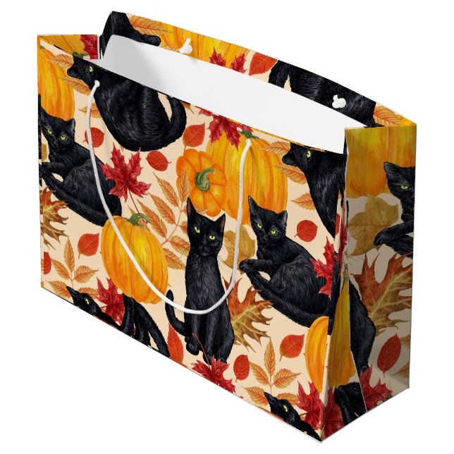 Black cats and pumpkins  large gift bag (Back Angled)