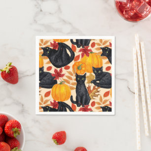 Black cats and pumpkins  napkin