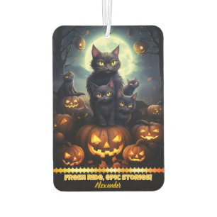 Black cats and pumpkins on Halloween night Car Air Freshener