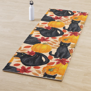 Black cats and pumpkins  yoga mat