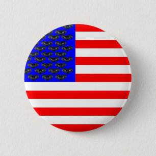 Black Cats And Stripes Flag 6 Cm Round Badge