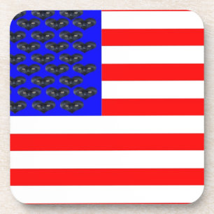 Black Cats And Stripes Flag Coaster