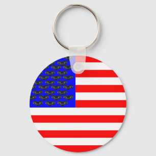 Black Cats And Stripes Flag Key Ring