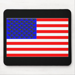 Black Cats And Stripes Flag Mouse Mat