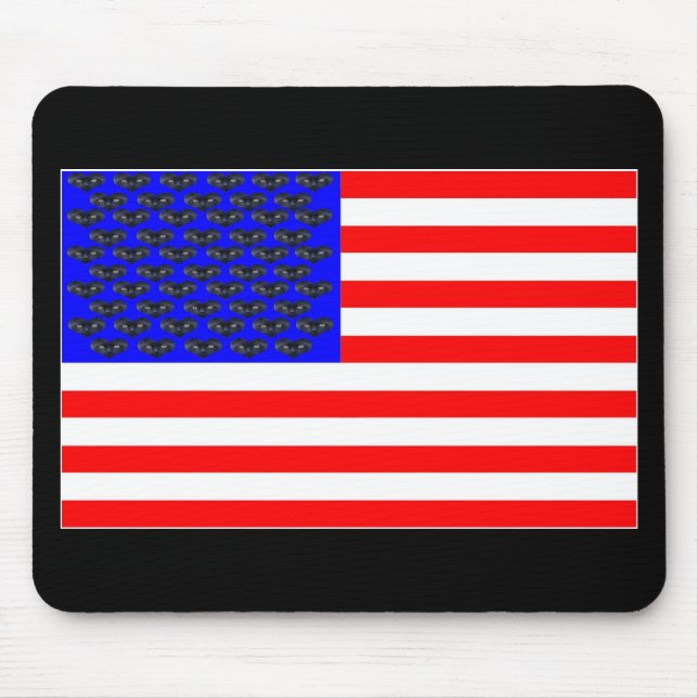 Black Cats And Stripes Flag Mouse Mat (Front)