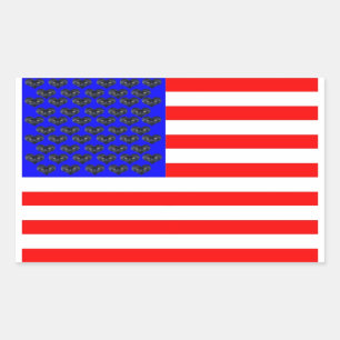 Black Cats And Stripes Flag Rectangular Sticker