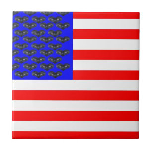 Black Cats And Stripes Flag Tile