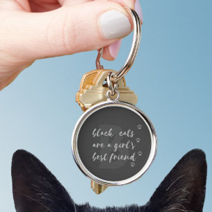 Black Cats are A Girls Best Friend Custom Keychain