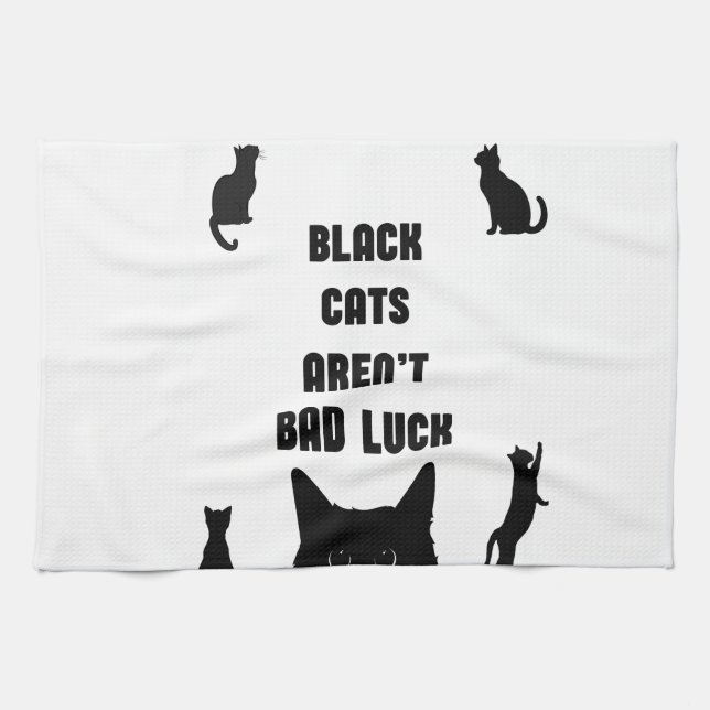 Black Cats Aren't Bad Luck Tea Towel (Horizontal)