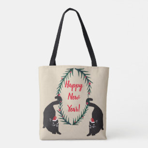 Black Cats Christmas Tote Bag
