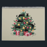 Black Cats Christmas Tree Cat Lover Xmas Lights Calendar<br><div class="desc">Black Cats Christmas Tree Cat Lover Holiday Xmas Lights</div>