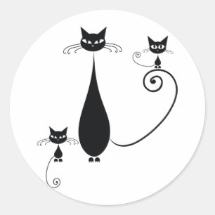 Black Cats Classic Round Sticker