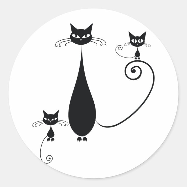 Black Cats Classic Round Sticker (Front)