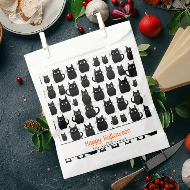 Black Cats Custom Name Happy Halloween Favour Bags (Creator Uploaded)