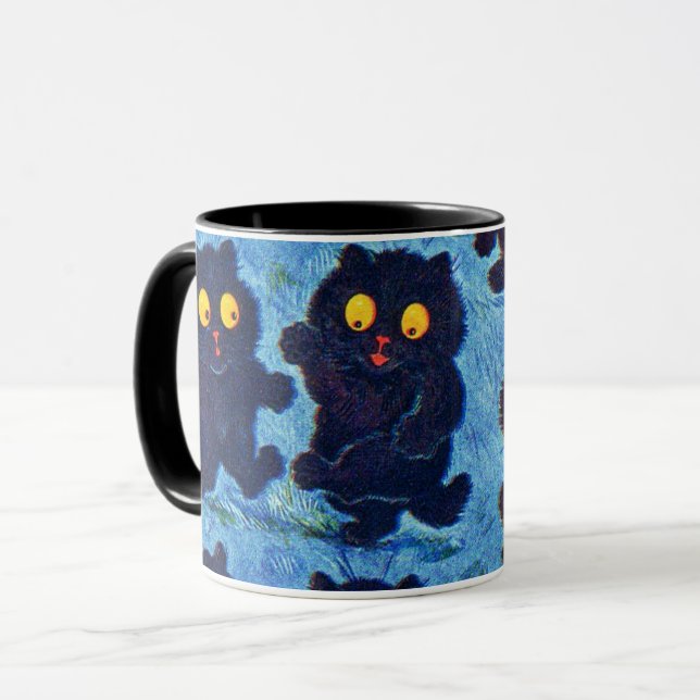 Black Cats Dancing in Moonlight, Louis Wain Mug (Front Left)
