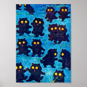 Black Cats Dancing in Moonlight, Louis Wain Poster