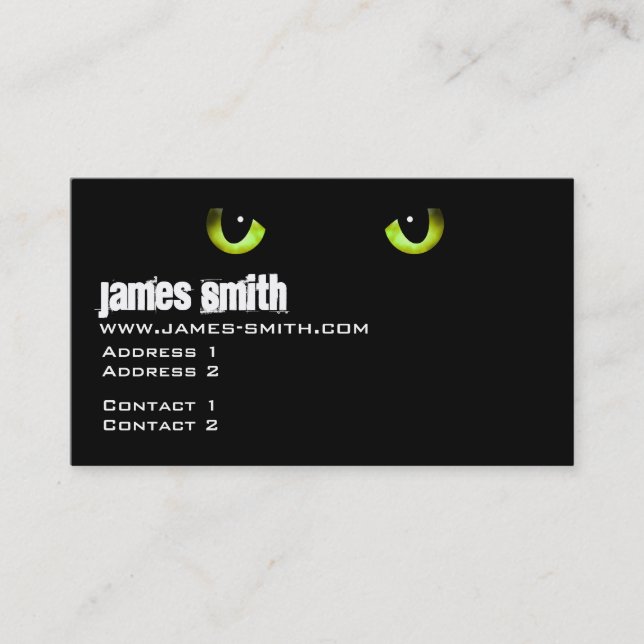 Black Cat's Eyes Green Business Card (Front)