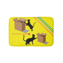 Black Cats Find a Box Bath Mat