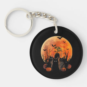 Black Cats Full Moon Funny Animal Pet Lover Hallow Key Ring